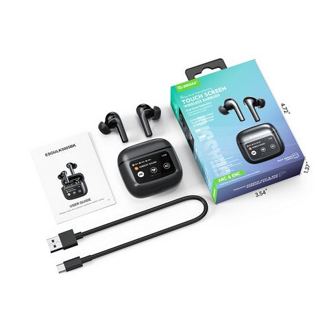 (EK-5005BK) Touch Screen ANC & ENC Wireless Earbuds