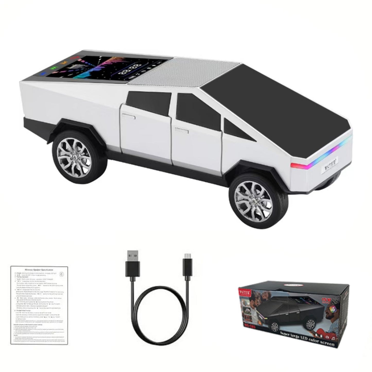 Max Power Tesla Cyber Truck Style Bluetooth Speaker – LED Lights Edition