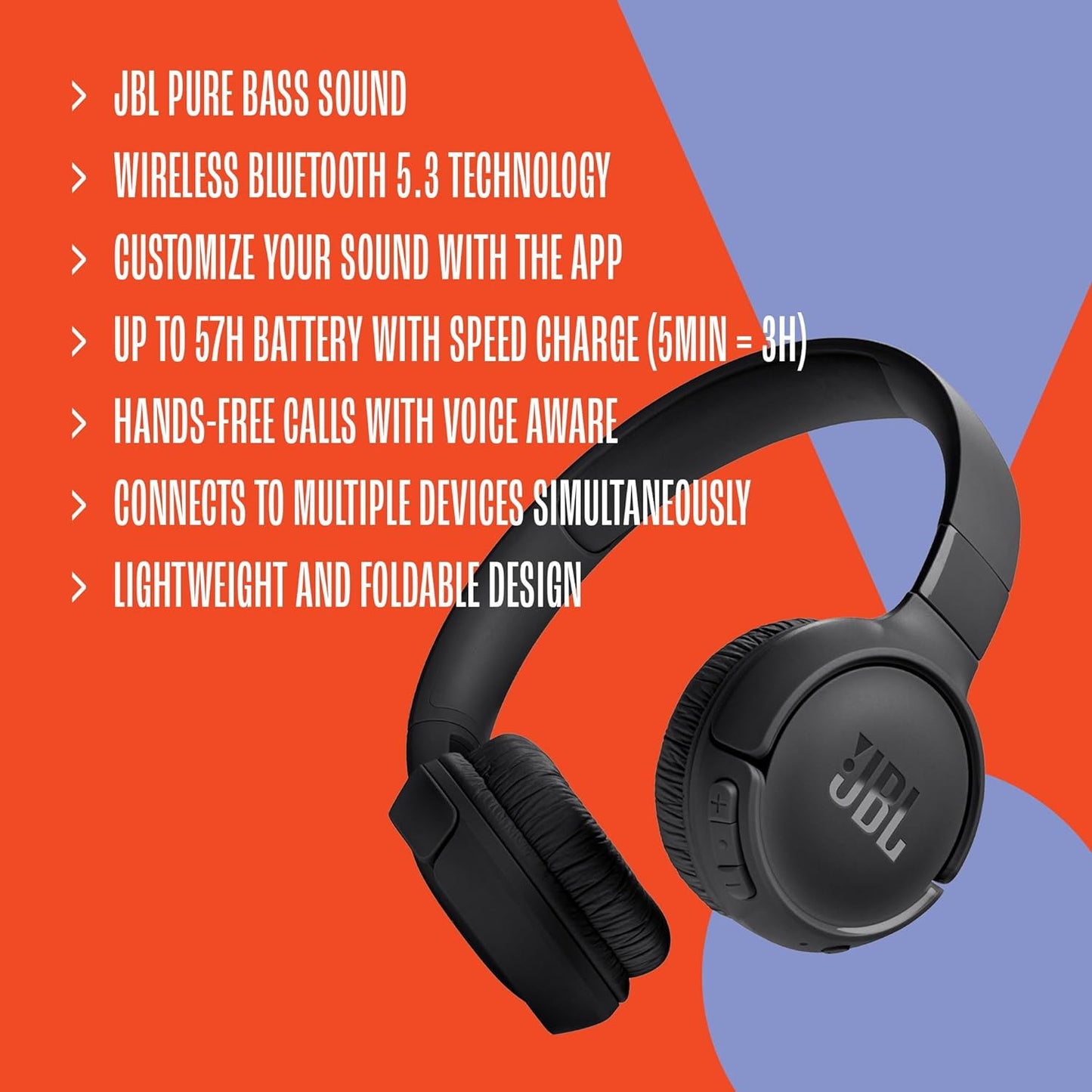 JBL | Tune 520BT On-Ear Sound Isolating Bluetooth Headphones
