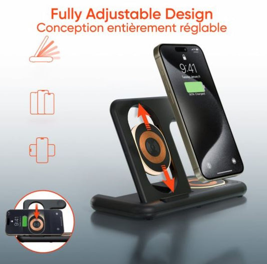 HyperGear | PowerFold X-Ray 4-in-1 Foldable Wireless Charging Stand with 15W Wireless Fast Charge | 15-13736
